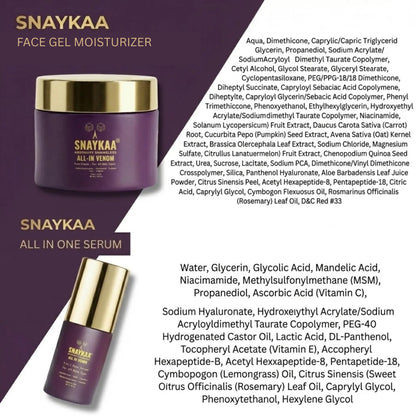 Snaykaa Physician-Founded DUO Face Serum & Gel Cream Set, Vegan, Made in USA