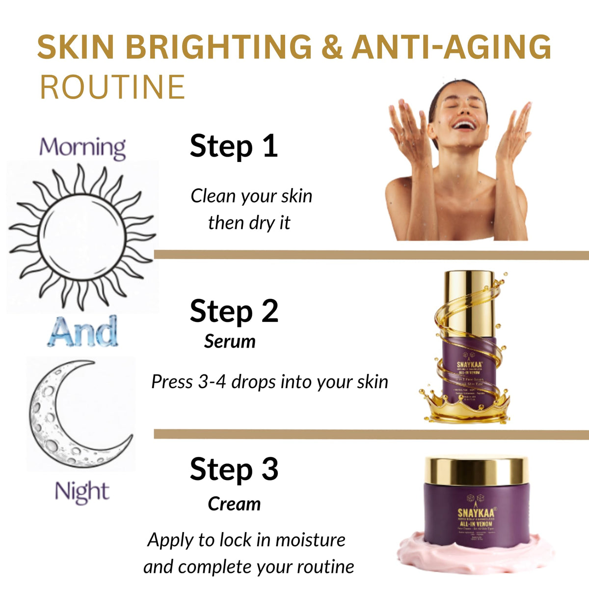 Snaykaa Physician-Founded DUO Face Serum & Gel Cream Set, Vegan, Made in USA