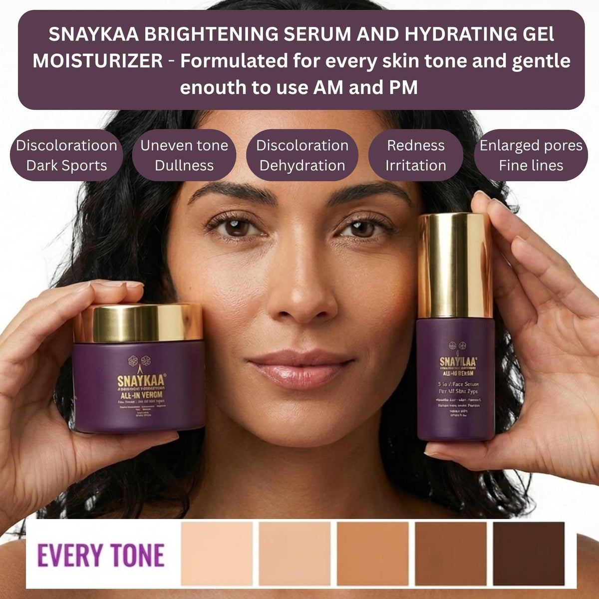 Snaykaa Physician-Founded DUO Face Serum & Gel Cream Set, Vegan, Made in USA