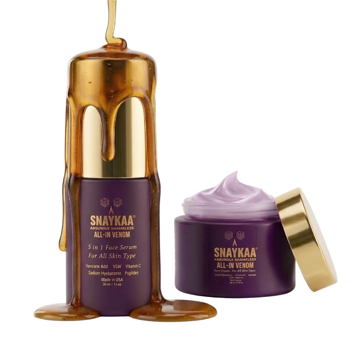 Snaykaa Physician-Founded DUO Face Serum & Gel Cream Set, Vegan, Made in USA